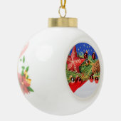 Christbaumkugel mit Weihnachts Motiv mit Glocke セラミックボールオーナメント (左)