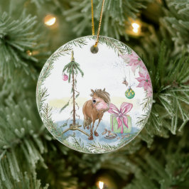 Christbaumschmuck mit süssem Pony セラミックオーナメント