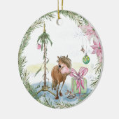 Christbaumschmuck mit süssem Pony セラミックオーナメント (左)