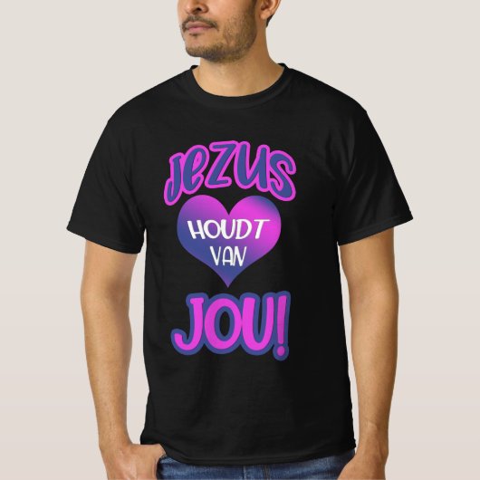 Christelijk heren t-shirt - Jezus houdt van jou Tシャツ (正面)
