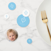 Christening Baby Blue Boy Photo and Crest Baptism コンフェッティ (グループ)
