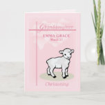 Christening Birthday Personalize Granddaughter カード<br><div class="desc">A beautiful keepsake card for your granddaughter on her Baptism Birthday! Add her name and the date on this sweet pink card. A lamb is standing next to the cross.</div>