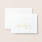 Christian エレガント Script Thank You 箔カード (封筒付き正面)