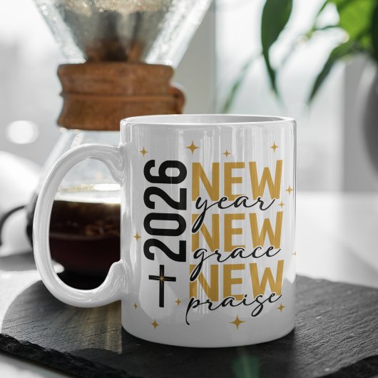 Christian 2026 New Year Custom Scripture Cross コーヒーマグカップ