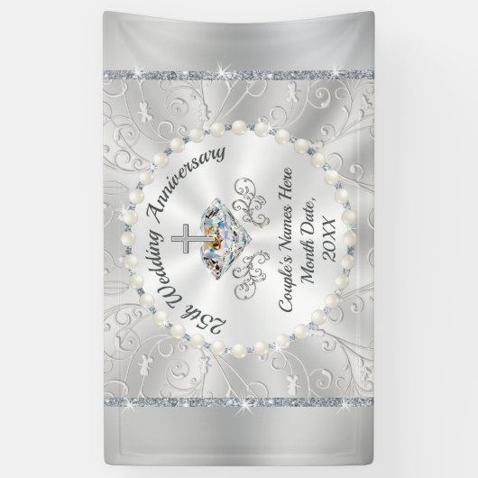 CHRISTIAN 25th結婚 Anniversary Banners 横断幕 (縦)