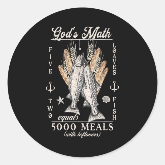 Christian 2 Fishes 5 Breads 5000 Against  ラウンドシール (正面)