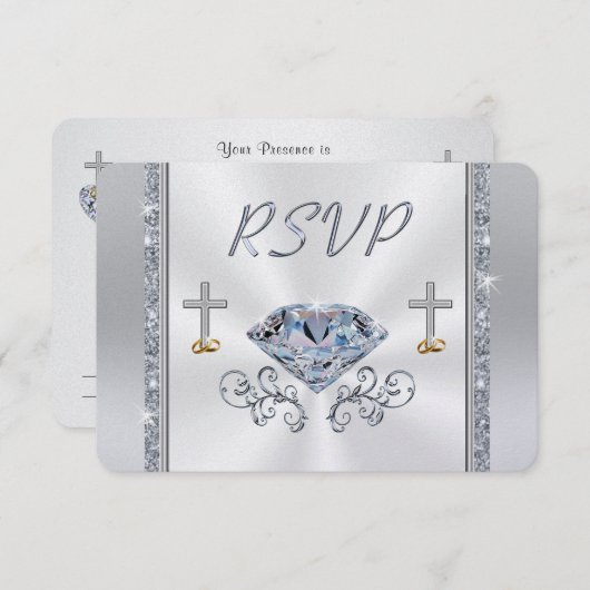 Christian 60th Anniversary RSVP with Menu Choice 招待状 (正面/裏面)