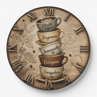 Christian Amazing Grace Coffee Lover Decor ペーパープレート