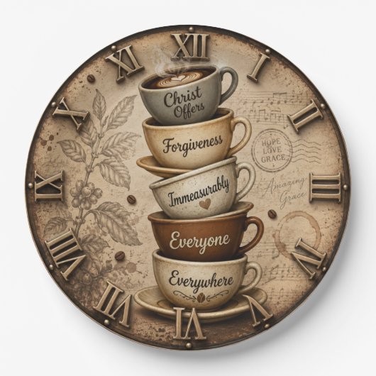 Christian Amazing Grace Coffee Lover Decor ペーパープレート (正面)