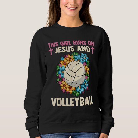 Christian Athlete This Girl Runs On Jesus And Voll スウェットシャツ (正面)