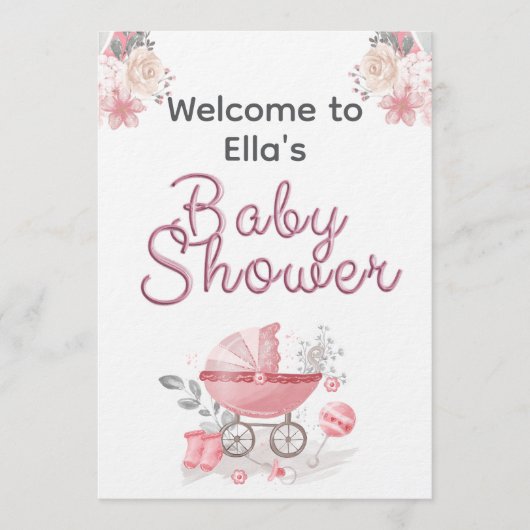 Christian Baby Girl Shower Personalized Text Photo 招待状 (正面)