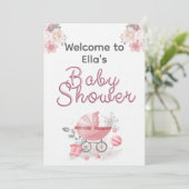 Christian Baby Girl Shower Personalized Text Photo 招待状 (スタンド正面)