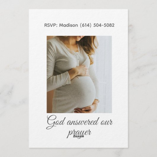 Christian Baby Girl Shower Personalized Text Photo 招待状 (裏面)