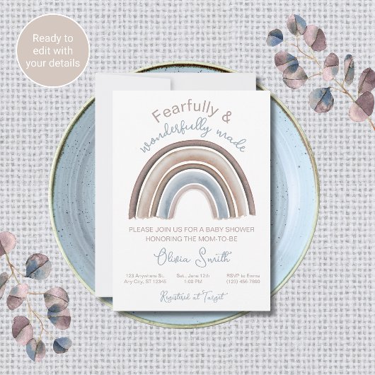 Christian Baby Shower Invitation Rainbow Theme 招待状