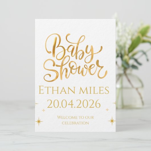 Christian Baby Shower Personalized Name And Date 招待状 (スタンド正面)