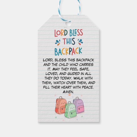 Christian Back to School Gift for Kids ギフトタグ (裏面)