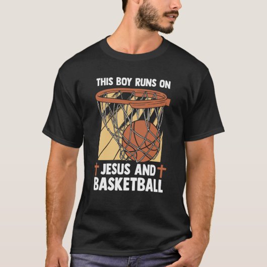 Christian Baller This Boy Runs On Jesus And Basket Tシャツ (正面)