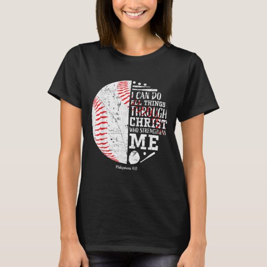 Christian Baseball Philipans 4_13 I Can Do All Thi Tシャツ (正面)