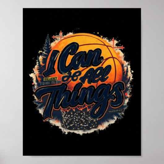 Christian Basketball Faith Over Fear Philippians 4 ポスター (正面)