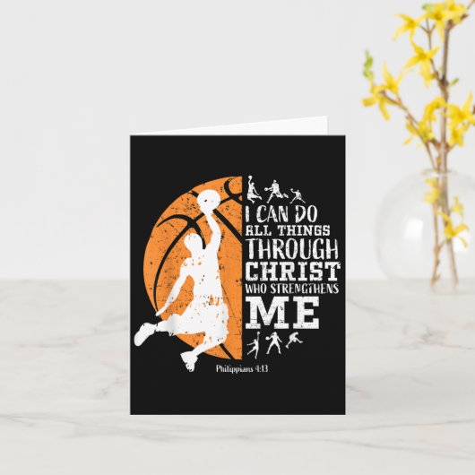 Christian Basketball I Can Do All Things Through C カード (黄色い花)