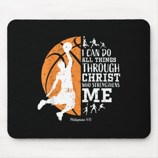 Christian Basketball I Can Do All Things Through C マウスパッド (正面)