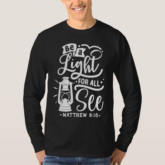 Christian Be A Light For All See Religious Bible V Tシャツ (正面)
