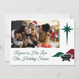 Christian Bethlehem Star and Manger Side Accent シーズンカード