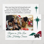 Christian Bethlehem Star and Manger Side Accent シーズンカード (正面/裏面)