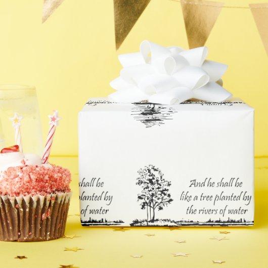 Christian Bible Encouraging Scripture Psalm 1:3  ラッピングペーパー (誕生日パーティー)