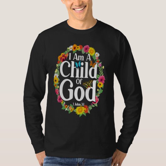 Christian Bible Verse 1 John 31 Flower Butterfly   Tシャツ (正面)