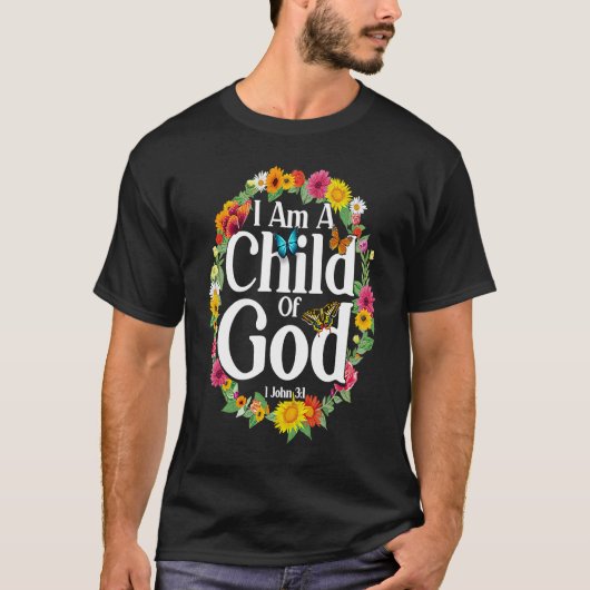 Christian Bible Verse 1 John 31 Flower Butterfly Tシャツ (正面)