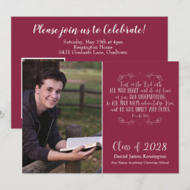 Christian Bible Verse Burgundy卒業写真 招待状