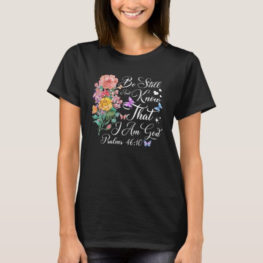 Christian Bible Verse Butterfly Flower Faith God J Tシャツ (正面)