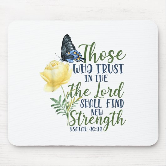 Christian Bible Verse Butterfly Rose Flower Isaiah マウスパッド (正面)