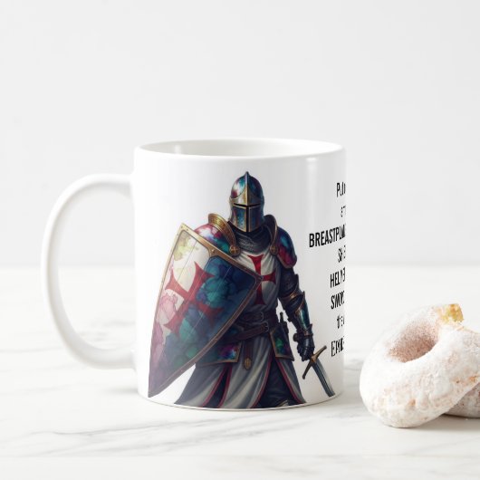 Christian Bible Verse Ephesians 6:10-18 Knight コーヒーマグカップ (ドーナツ)