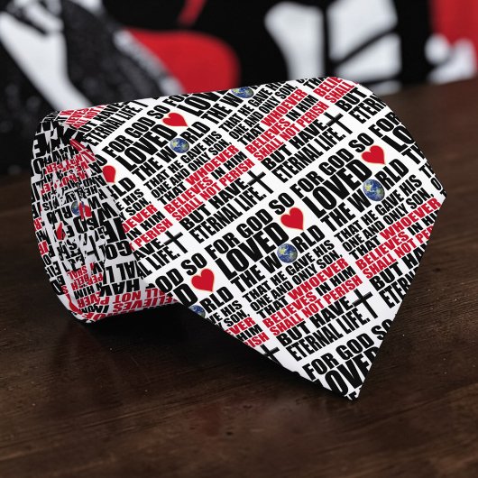 Christian Bible Verse John 3:16 Custom Necktie ネクタイ
