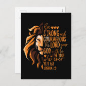 Christian Bible Verse Joshua 1:9ライオン シーズンポストカード (正面/裏面)