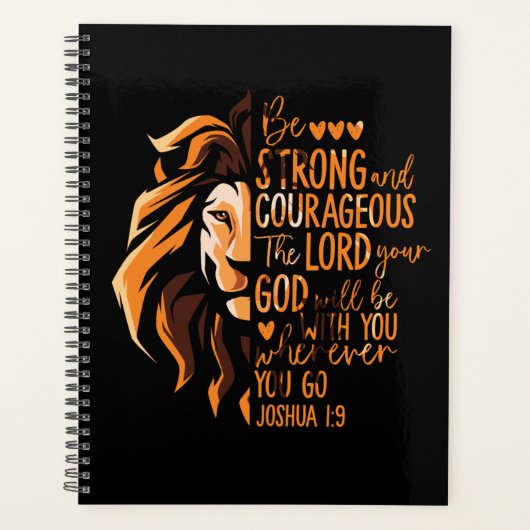 Christian Bible Verse Joshua 1:9ライオン プランナー手帳 (正面)