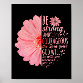 Christian Bible Verse Joshua 1:9花 ポスター