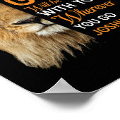 Christian Bible Verse Joshua 1 9 Lion Faith ポスター (角)