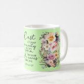 Christian Bible Verse Psalms Floral Coffee Mug コーヒーマグカップ (正面右)