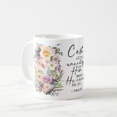 Christian Bible Verse Psalms Floral Coffee Mug コーヒーマグカップ (正面左)