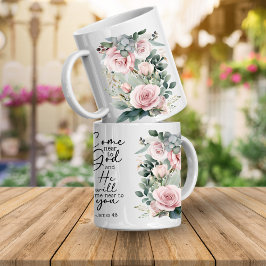 Christian Bible Verse Psalms Floral Coffee Mug コーヒーマグカップ