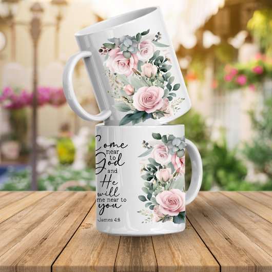 Christian Bible Verse Psalms Floral Coffee Mug コーヒーマグカップ