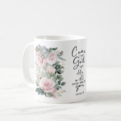 Christian Bible Verse Psalms Floral Coffee Mug コーヒーマグカップ (正面左)