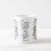 Christian Bible Verse Psalms Floral Coffee Mug コーヒーマグカップ (中央)