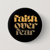 Christian Bible Verse Quote Faith Over Fear 缶バッジ (正面)