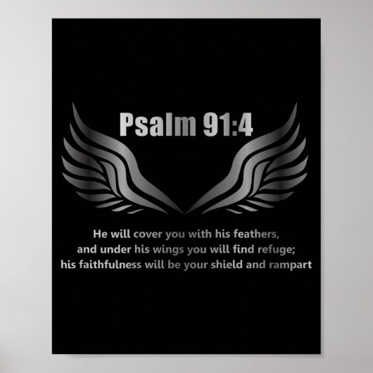 Christian Bible Verse Quote Psalm 91 4 Design On T ポスター (正面)