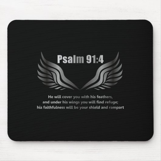 Christian Bible Verse Quote Psalm 91 4 Design On T マウスパッド (正面)