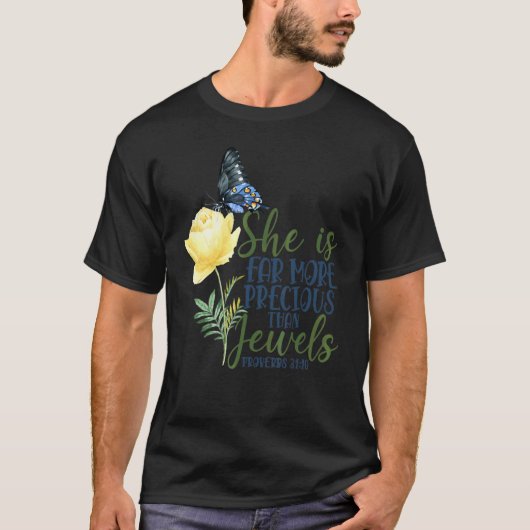 Christian Bible Verse She Is Far More Precious Tha Tシャツ (正面)